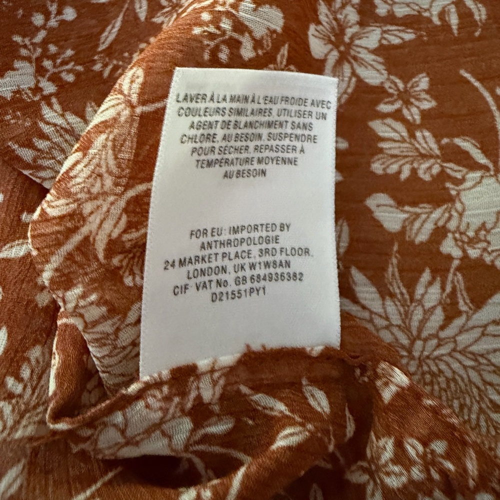 Daniel Rainn Rust Floral Blouse M - Picture 5 of 5